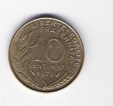  Frankreich 10 centimes Al-N-Bro 1975  Schön Nr.229   