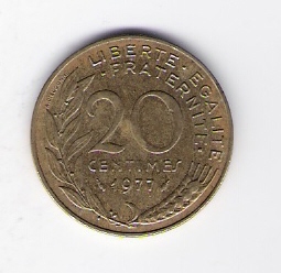 Frankreich 20 Centimes Al-N-Bro 1977 Schön Nr.230   