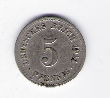  Deutsches Reich 5 Pfennig 1911 A  Jäger Nr.12   
