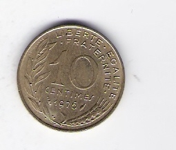  Frankreich 10 centimes Al-N-Bro 1976  Schön Nr.229   