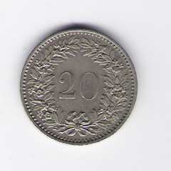  Schweiz 20 Rappen K-N 1969  Schön Nr.26a   
