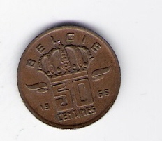  Belgien 50 Centimes Bro 1966    Schön Nr.97   