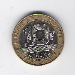  Frankreich 10 Francs Al-N-Bro/N 1992 Schön Nr.259   