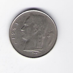  Belgien 1 Franc K-N  1963 Schön Nr.105 fr   