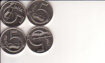  Tschechien 5 Kronen Umlaufmuenzen 1993,94, 95   