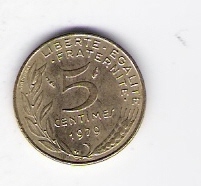  Frankreich 5 Centimes Al-N-Bro 1979  Schön Nr.228   