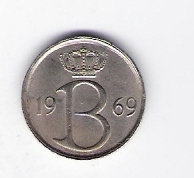  Belgien 25 Centimes 1969 K-N Schön Nr.123fl.   