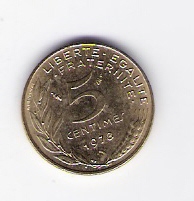  Frankreich 5 Centimes Al-N-Bro 1978  Schön Nr.228   