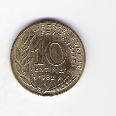  Frankreich 10 centimes Al-N-Bro 1982  Schön Nr.229   