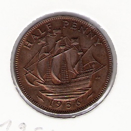  Grossbritannien 1/2 Penny Bro  1956  Schön Nr.386   