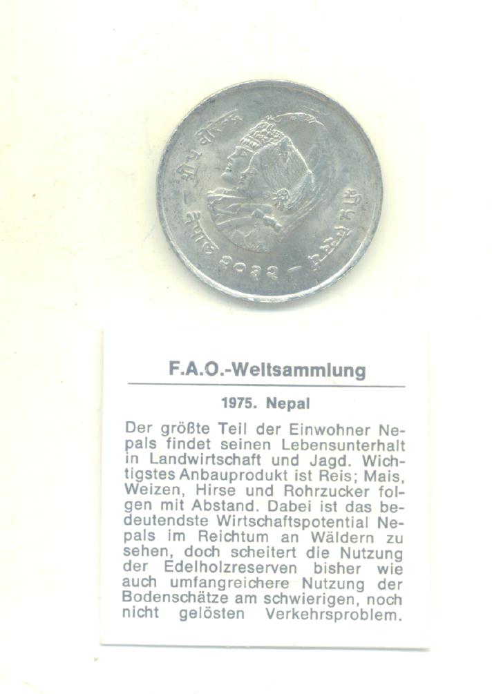  20 Rupees Nepal 1975(FAO)(Silber 14,85 g)   