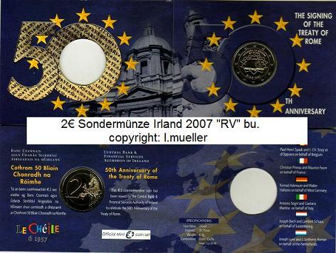 Irland ...2 Euro Sondermünze 2007...Röm. Verträge...bu.   