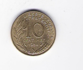  Frankreich 10 centimes Al-N-Bro 1984  Schön Nr.229   