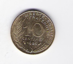  Frankreich 10 centimes Al-N-Bro 1985  Schön Nr.229   