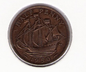  Grossbritannien 1/2 Penny Bro 1950  Schön Nr.354   