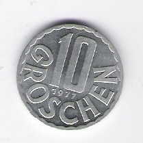  Österreich 10 Groschen Al 1977  Schön Nr.67   