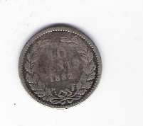  Niederlande 10 Cent Silber 1882  Schön Nr.54 19.Jahrh.   