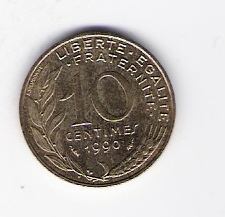  Frankreich 10 Centimes Al-N-Bro 1990 Schön Nr.229   