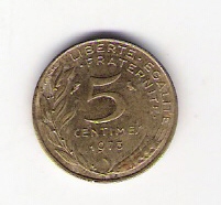  Frankreich 5 Centimes Al-N-Bro 1973   Schön Nr.228   