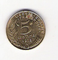  Frankreich 5 Centimes Al-N-Bro 1975   Schön Nr.228   