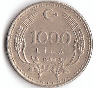  1000 Lira Türkei 1990 (A434)   