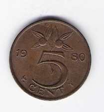 Niederlande  5 Cent Bro Schön Nr.65 1980 siehe Bild