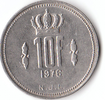  Luxemburg 10 Francs 1976 (A015)   
