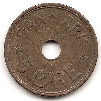 Dänemark 5 Ore 1928 #308   