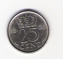  Niederlande 25 Cent N 1966 Schön Nr.67   