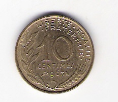  Frankreich 10 Centimes Al-N-Bro 1963  Schön Nr.229   