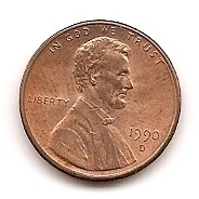  USA 1 Cent 1990 D  #334   