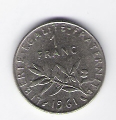  Frankreich 1 Francs 1961 N  Schön Nr.233   