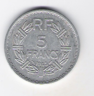  Frankreich 5 Francs 1945 Al  Schön Nr.203b   