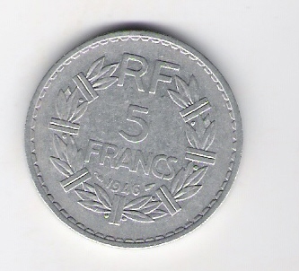  Frankreich 5 Francs 1946 Al  Schön Nr.203b   