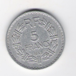  Frankreich 5 Francs 1949Beaumond Al  Schön Nr.203b   