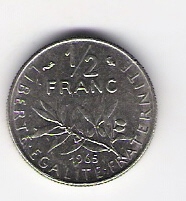  Frankreich 1/2 Franc N 1965   Schön Nr.232   