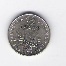  Frankreich 1/2 Franc N 1966   Schön Nr.232   