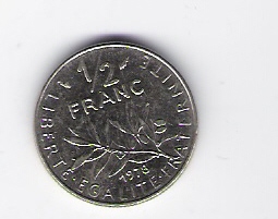  Frankreich 1/2 Franc N 1978   Schön Nr.232   