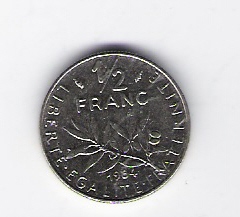  Frankreich 1/2 Franc N 1984   Schön Nr.232   