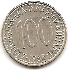  Jugoslawien 100 Dinara 1988 #356   