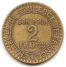  Frankreich 2 Francs 1922 #381   