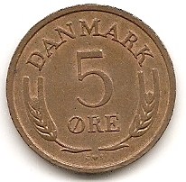  Dänemark 5 Ore 1970 #409   