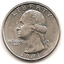  USA Quarter Dollar 1991 D #420   