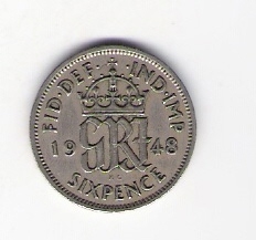  Grossbritannien 6 Pence 1948 K-N Schön Nr.339a KM Nr.862   