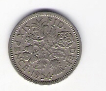  Grossbritannien 6 Pence 1954 K-N Schön Nr.389 KM Nr.903   