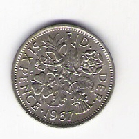  Grossbritannien 6 Pence 1967 K-N Schön Nr.389 KM Nr.903   