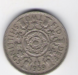  Grossbritannien 2 Shillings 1959 K-N Selten Schön Nr.392 KM-Nr.906   